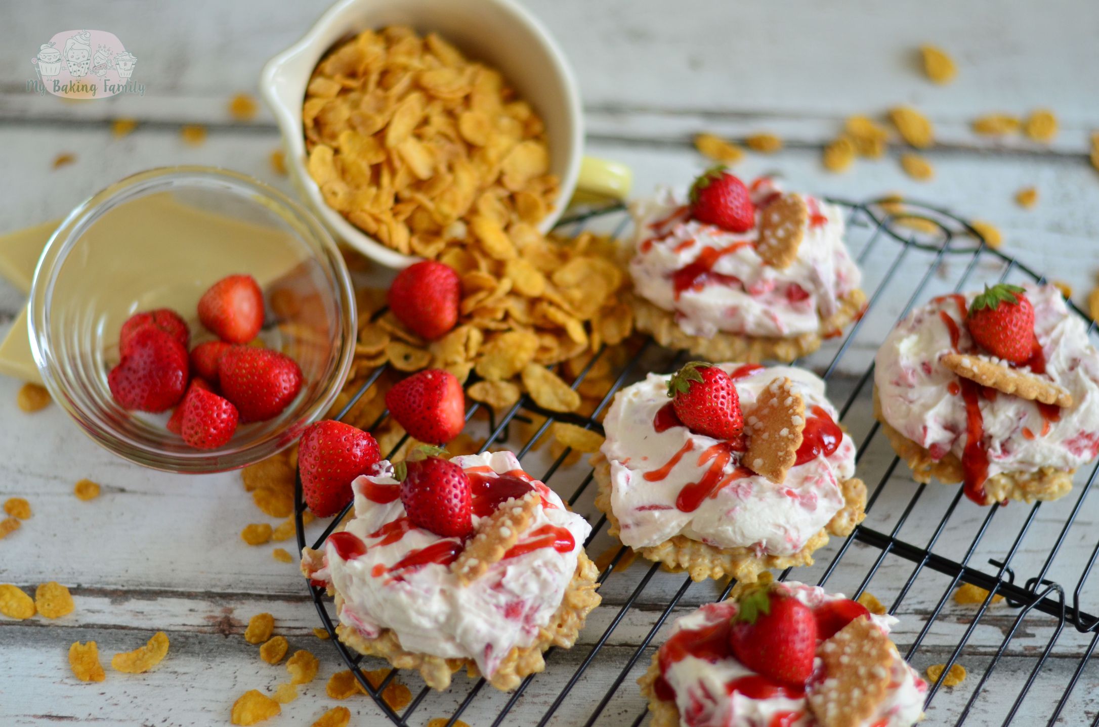Weiße Schoko-Crossies mit Erdbeeren – My Baking Family